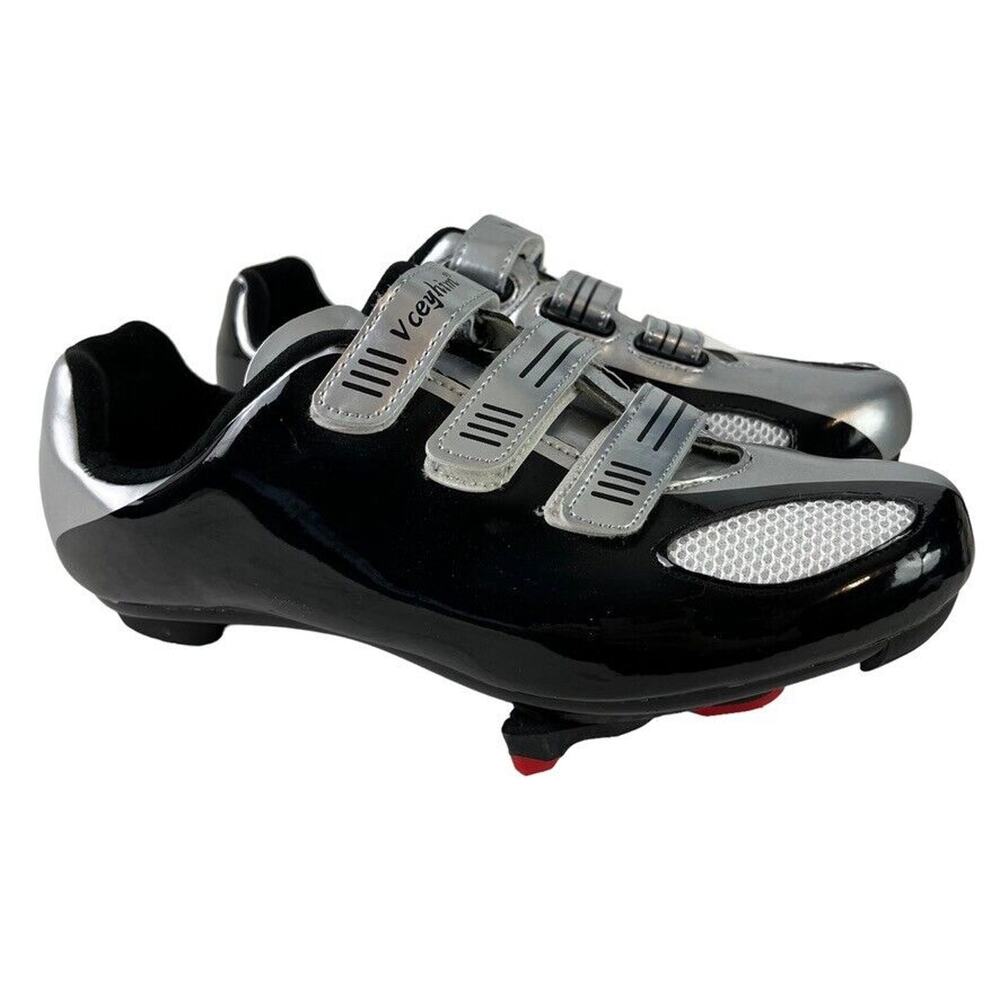 Vceyhim Unisex Cycling Shoes Biking Silver Athletic Shoes Sneakers Cleats 41